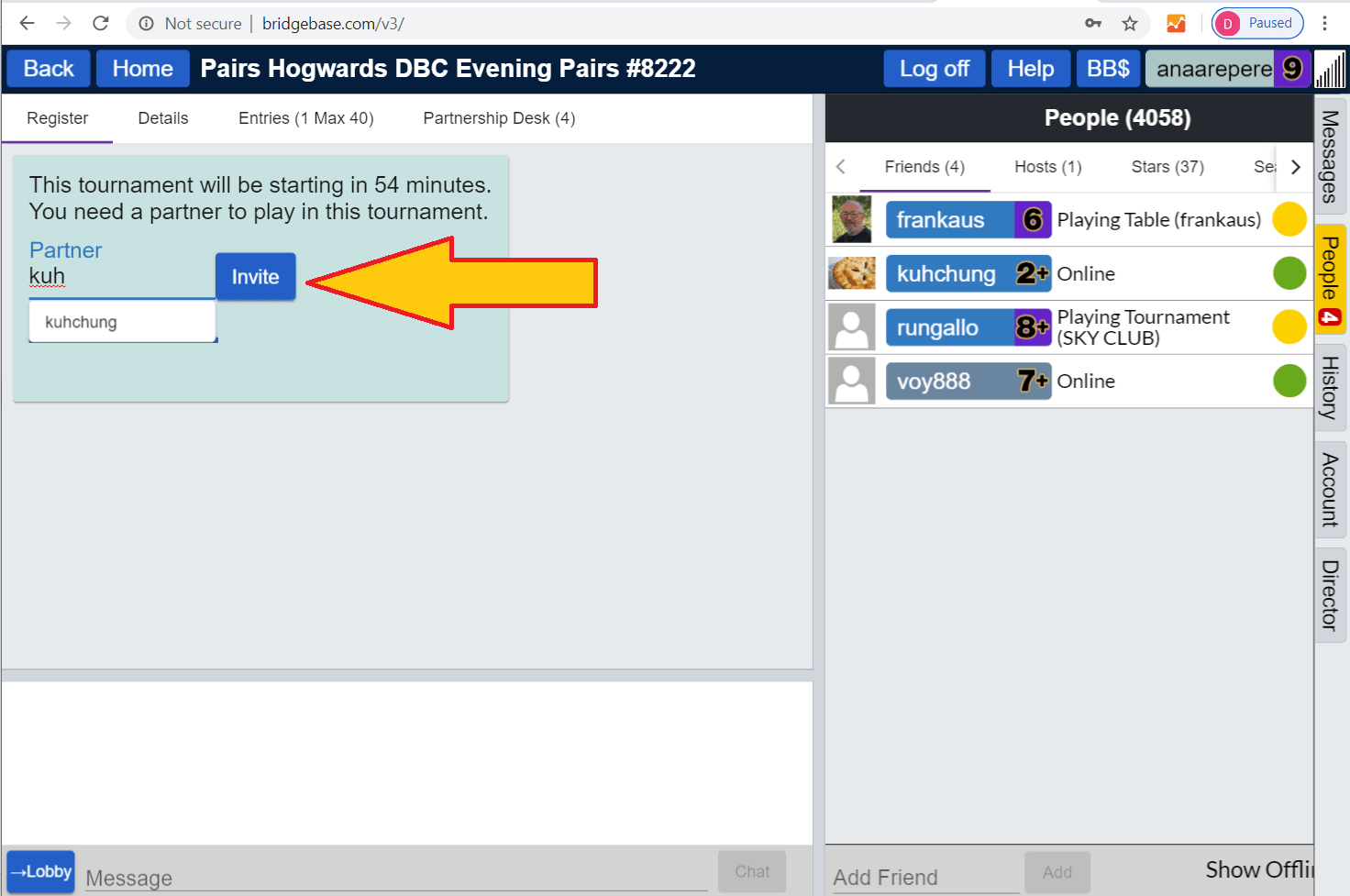 Register for Tournament